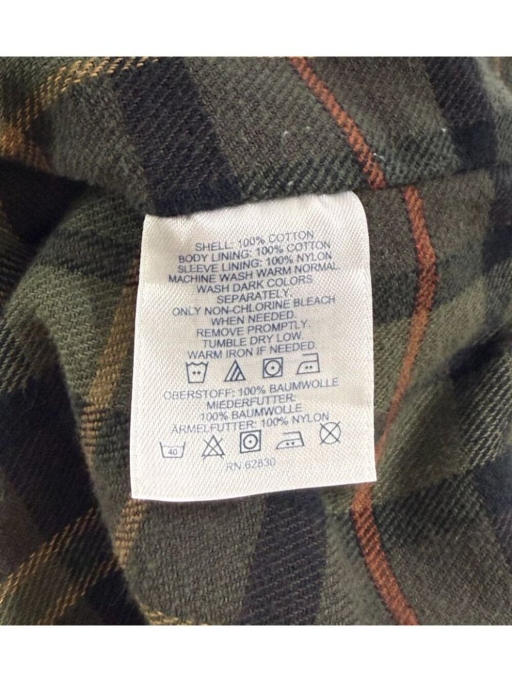 Lands End Womens Barn Chore Jacket Tan Plaid Flannel Lined 100% Cotton Size PL - Picture 11 of 13